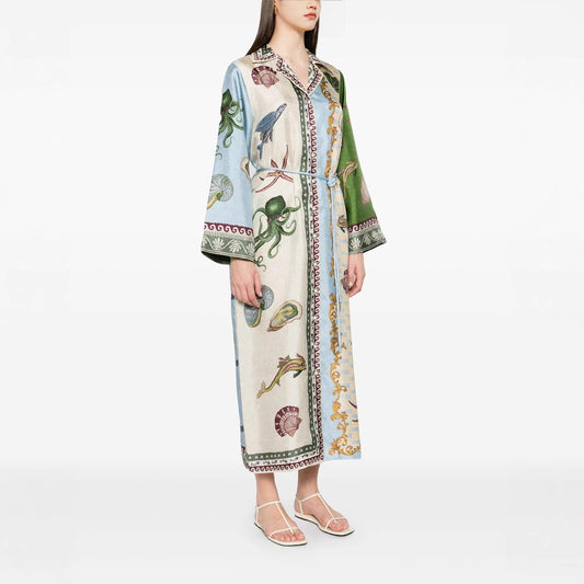 Temperament Leisure Linen Collar Long Dress Dresses