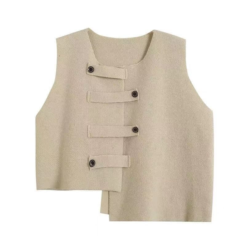 Spring Autumn Outerwear Bandage Dress Temperament Artistic Style Design Irregular Women's Vest