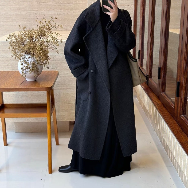Women's High-grade Graceful Fashionable Double-sided Woolen Large Coats