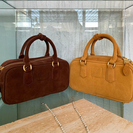 Design Bowling First Layer Matte Leather Pillow Crossbody Bags