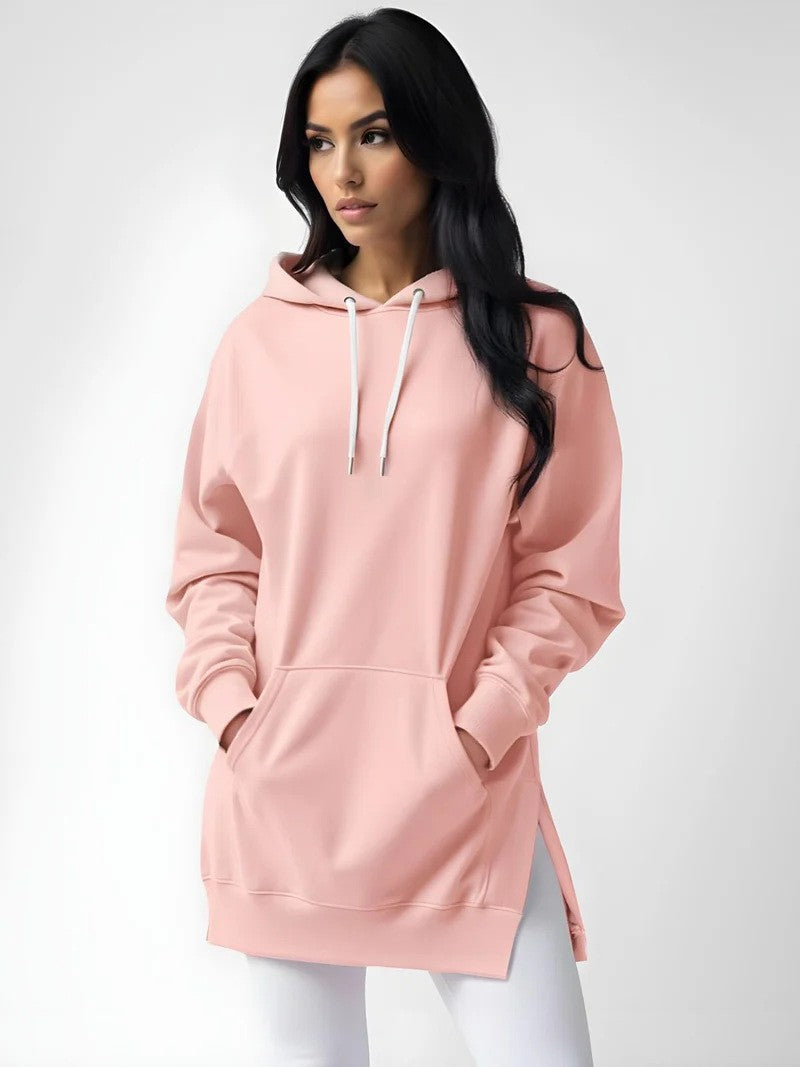 Women's Spring Solid Color Casual Hooded Rope Women's Sweater, Sweater