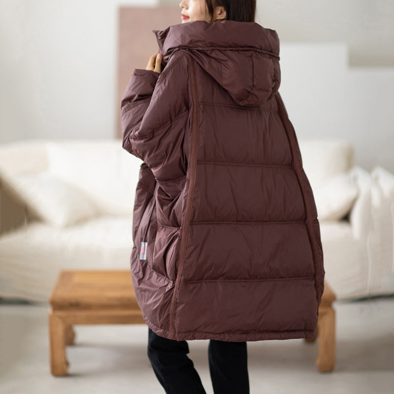 Women's Loose Large White Duck Down Profile Jackets