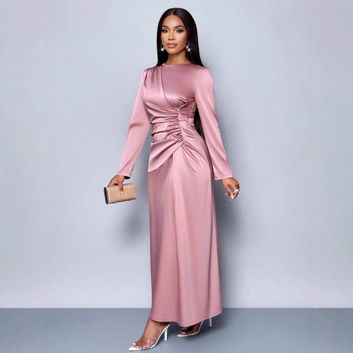 Solid Color High-grade Satin Dress Fashion Elegant Dresses
