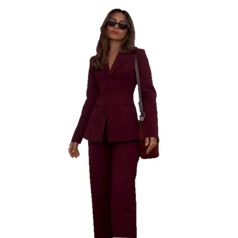 Women's Slim Waist Trimming Fashion Button Suits