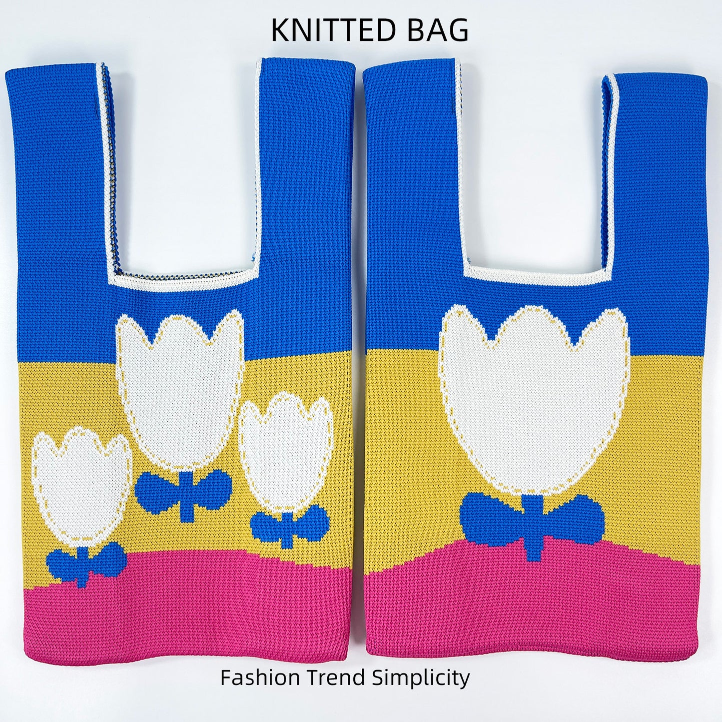 Women's Flower Knitted Large Capacity Totes Wrist Handbags