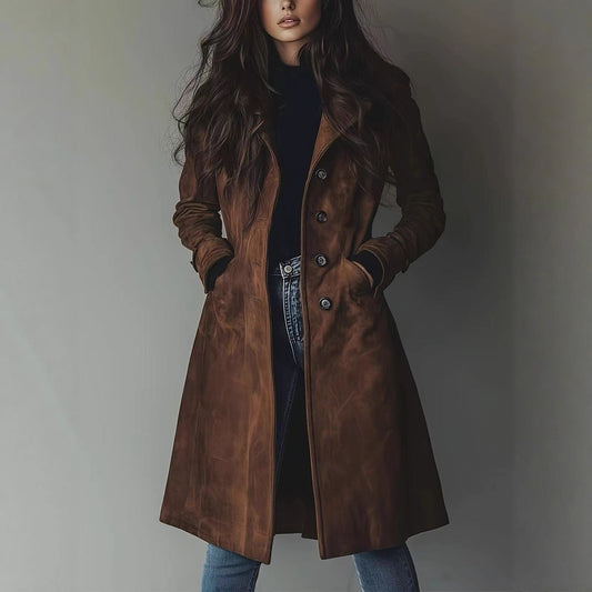 Comfort Casual Eye-catching Suede Extended Overcoat Coats