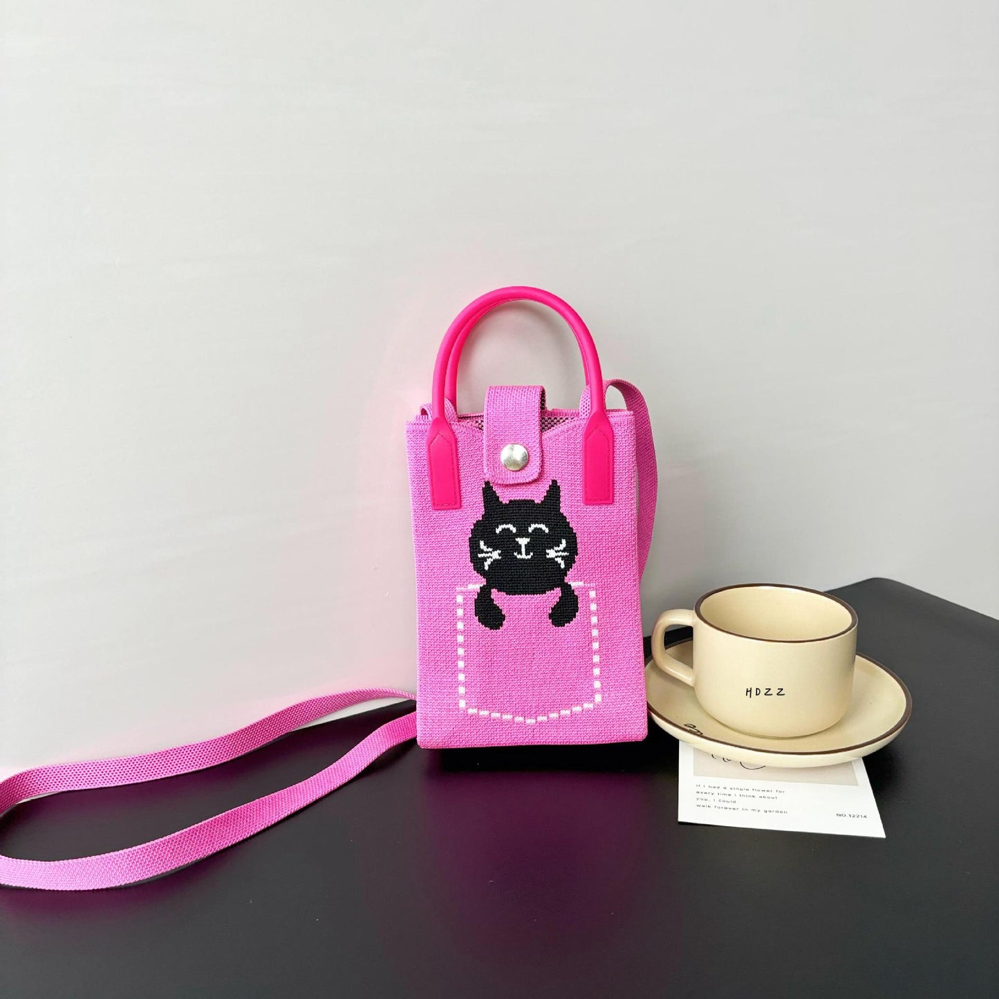 High Sense Mobile Cartoon Knitted Dopamine Bags