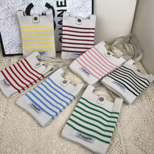 Women's Spring Simple Striped Knitted For Summer Coin Purses