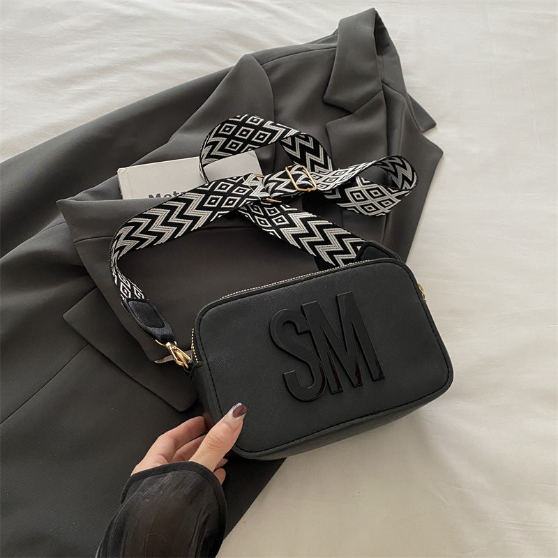 Women's Textured Fashion Wide Strap Letter Trendy Crossbody Bags