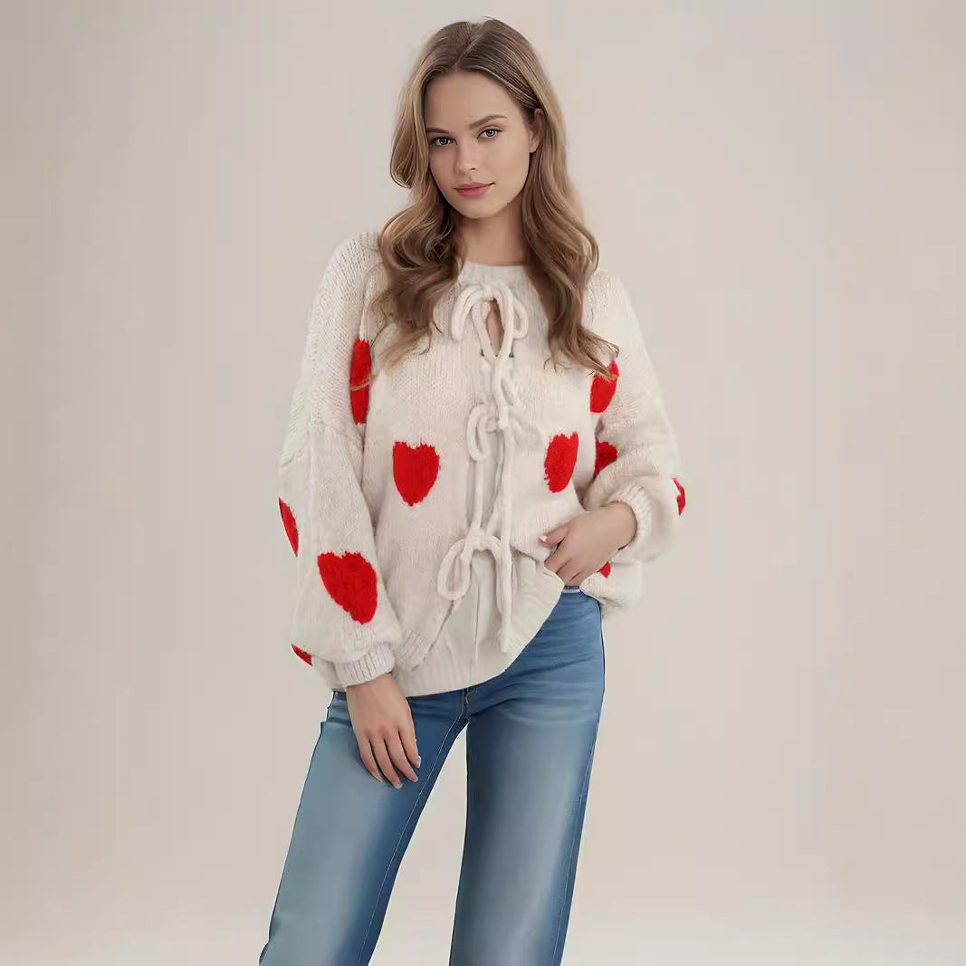 Women's Embroidery Love Strap Fashion Knitted Sweaters