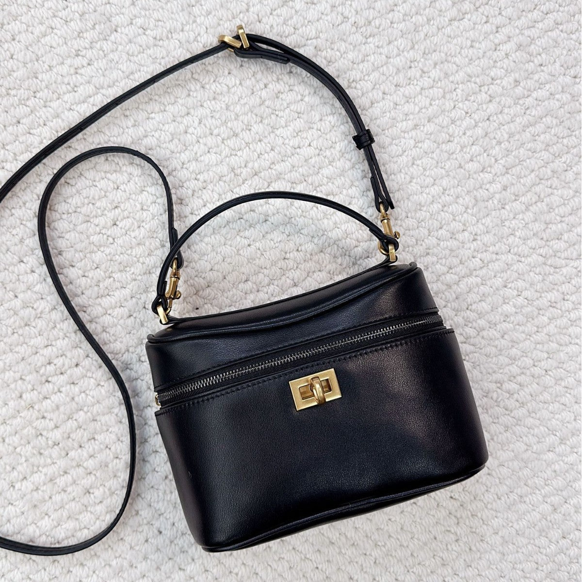 Matte Cowhide Lunch Box Large Capacity Crossbody Bags