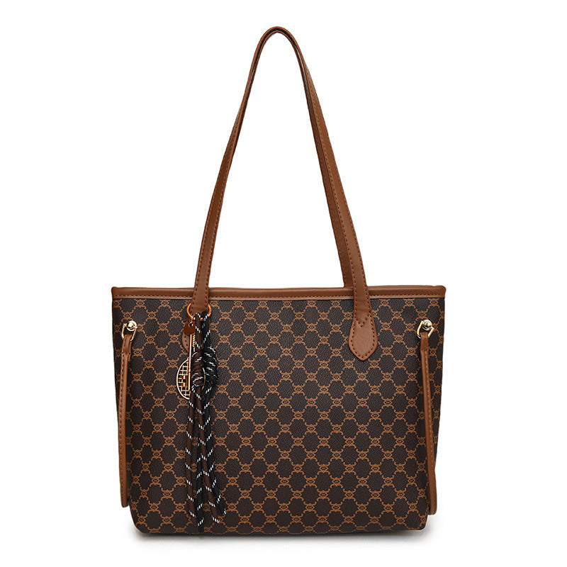 Women's Soft Leather Geometric Pattern Large Capacity Tote Bags