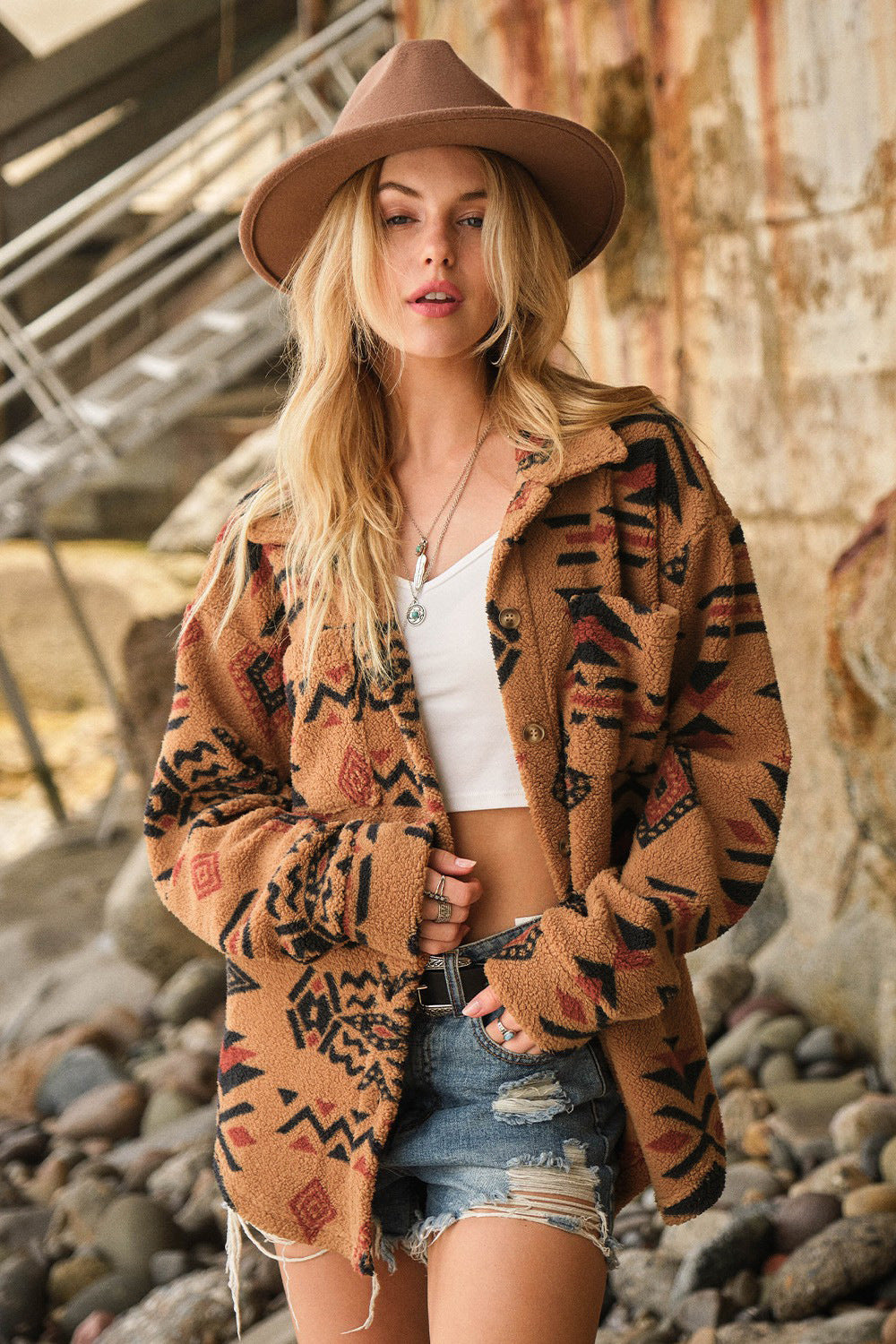 Women's Retro Plush Winter Lapel Long-sleeved For Coats