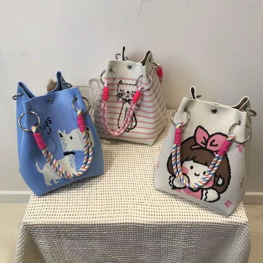 Retro Crazy Bird Knit Leisure Knitted Handbags