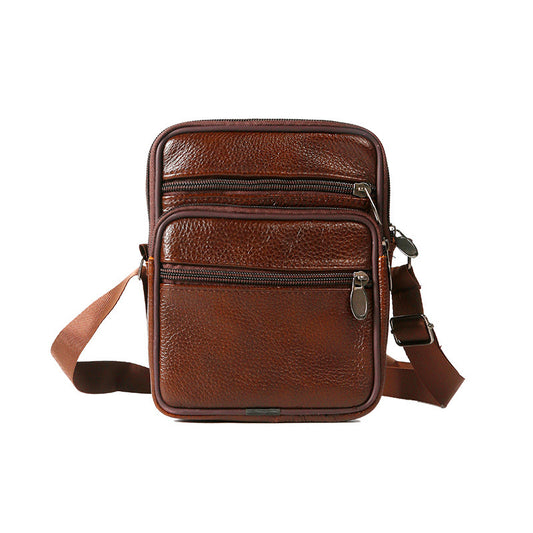 Casual Men's Versatile Vertical Leather Zipper Men's Messenger Bags