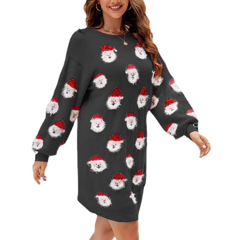 Women's Christmas Clothes Old Man's Head Dress Sweaters