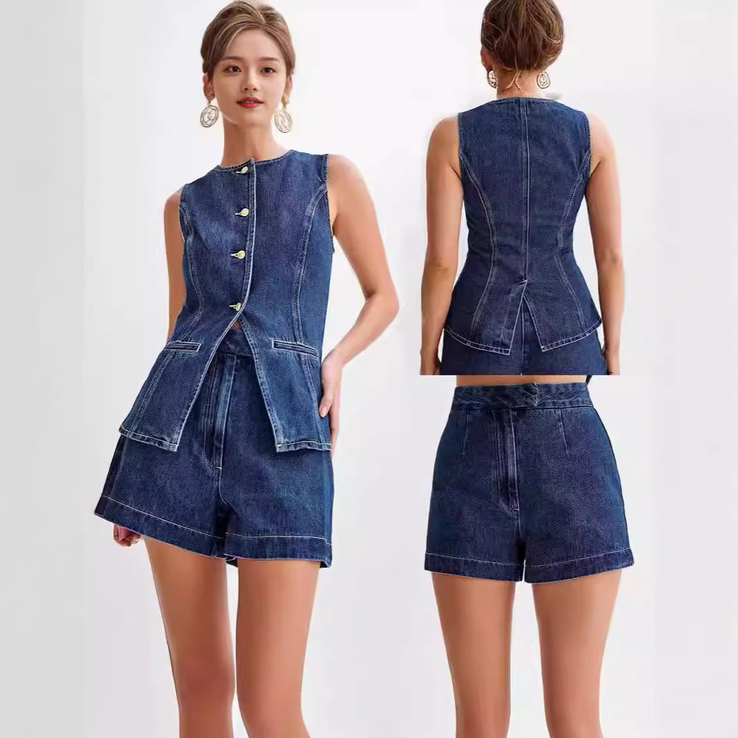 Summer Fashion Sleeveless Casual High Waist Suits