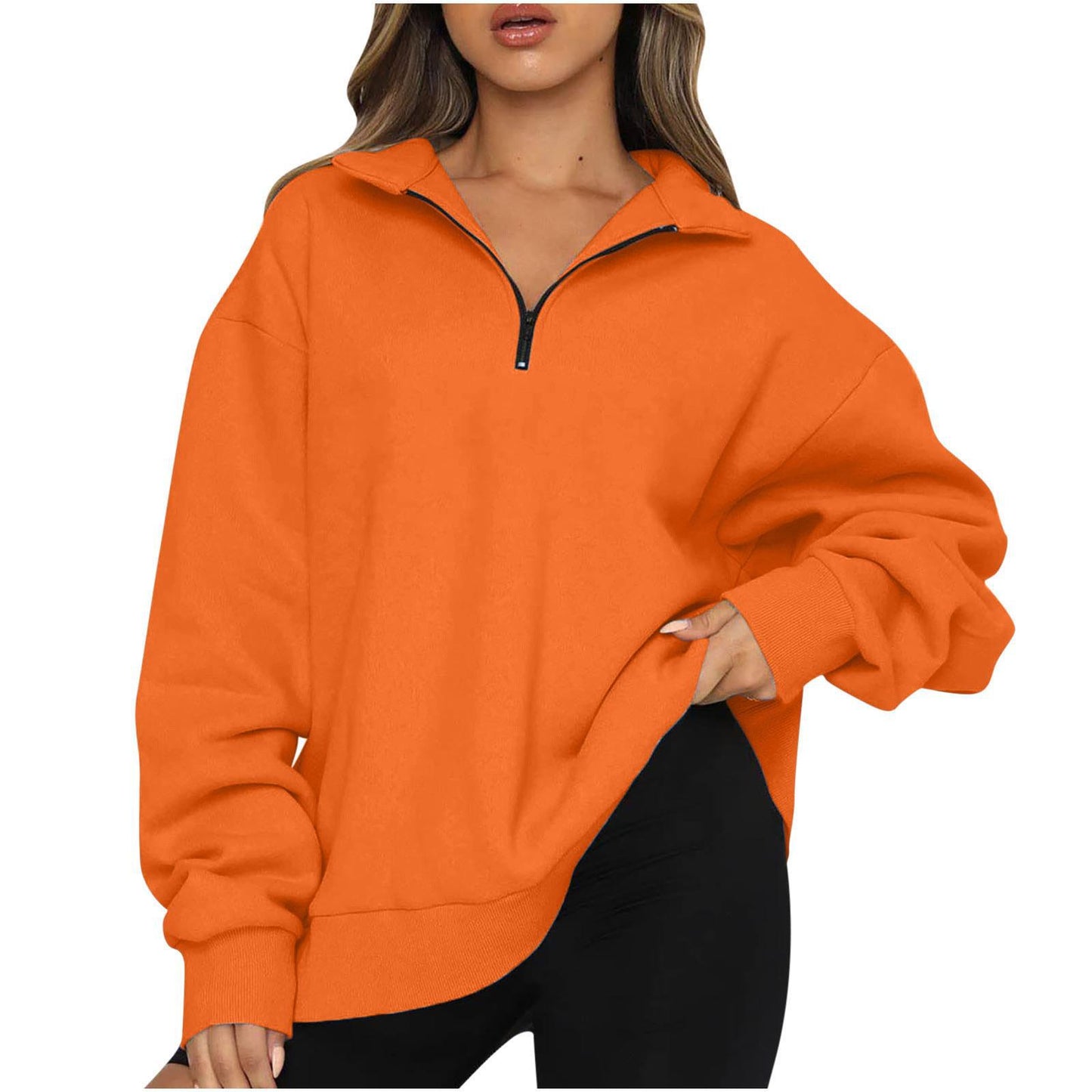 Women's Casual Half Zipper Pullover Long Sleeve Women's Sweater, Sweater