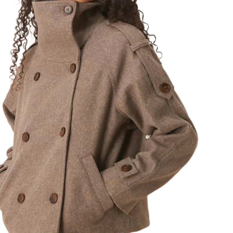 Women's High Quality Woolen Temperament Double Breasted Coats