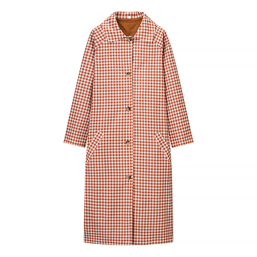 Women's Popular Fashion Casual Plaid Trench Coats