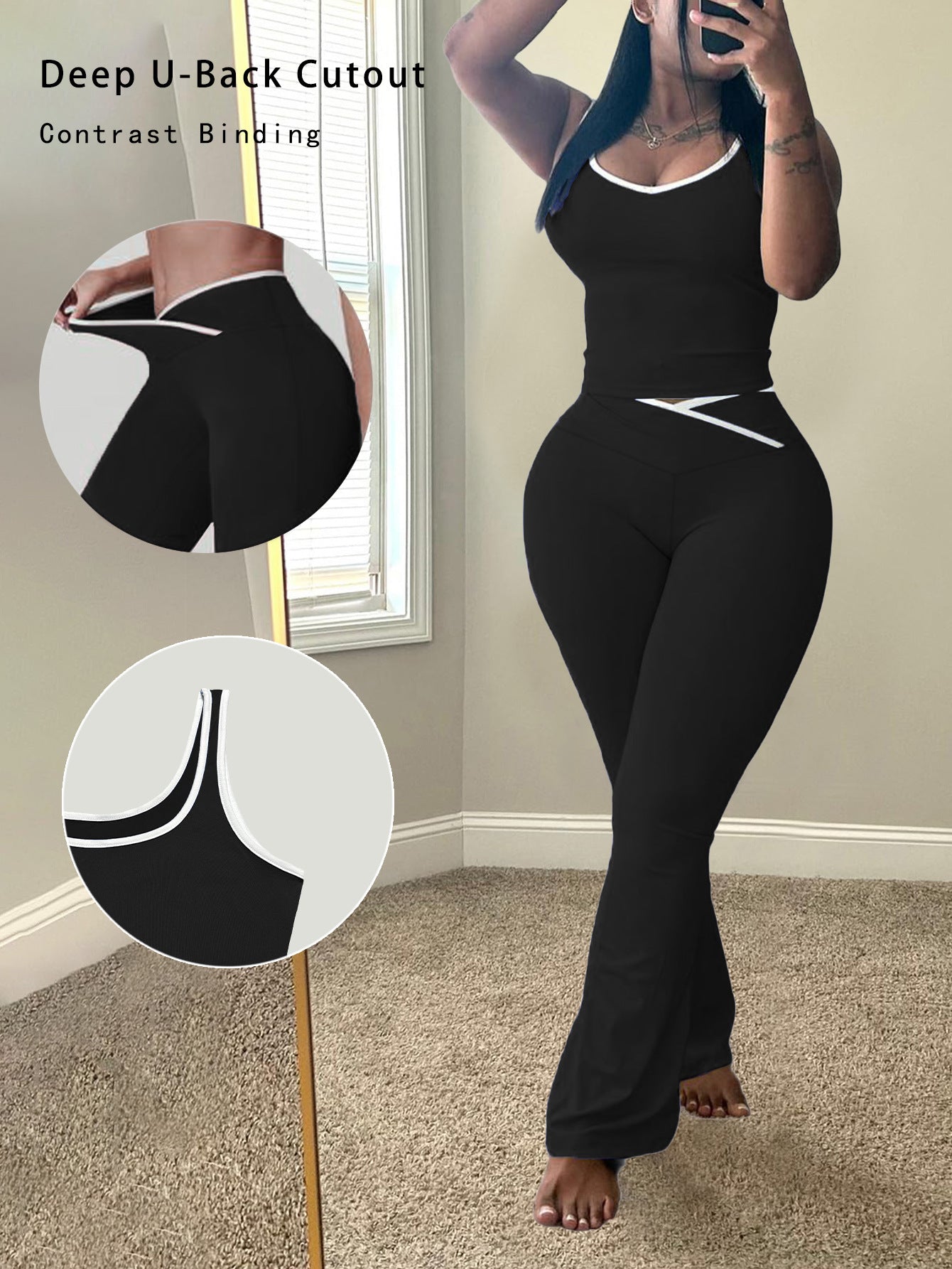 Women's Round Neck With Trousers Two-piece Summer Vests