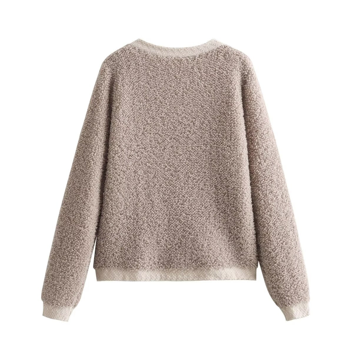 Women's Autumn Fashion Temperament Button Decoration Terry Blouses