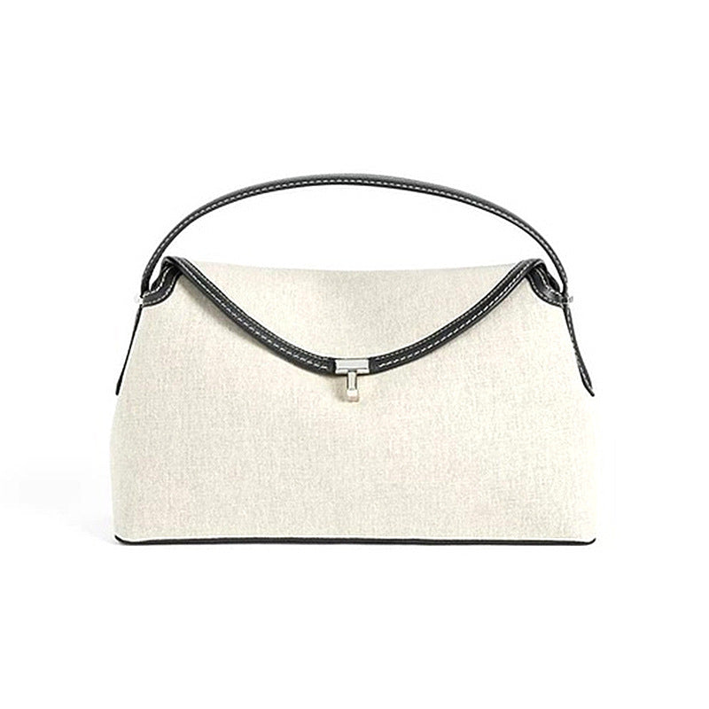 Women's Niche Word Linen With Leather Versatile Bags