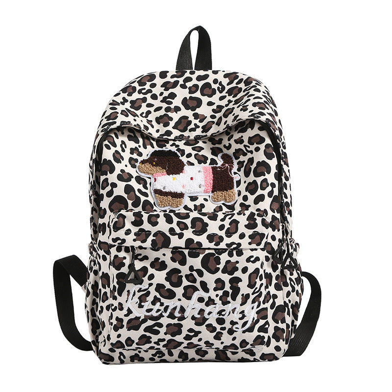 Print Cartoon Style Cute Spot Contrast Color Versatile Middle School Students' Schoolbags