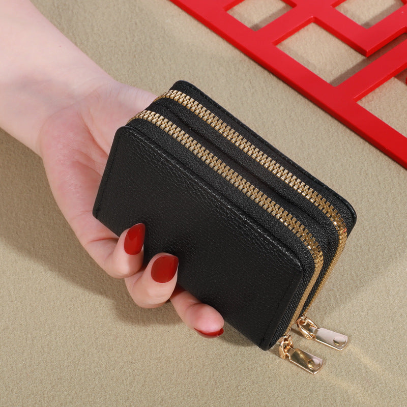 Women's Short Korean Lychee Pattern Clutch Ladies Wallets