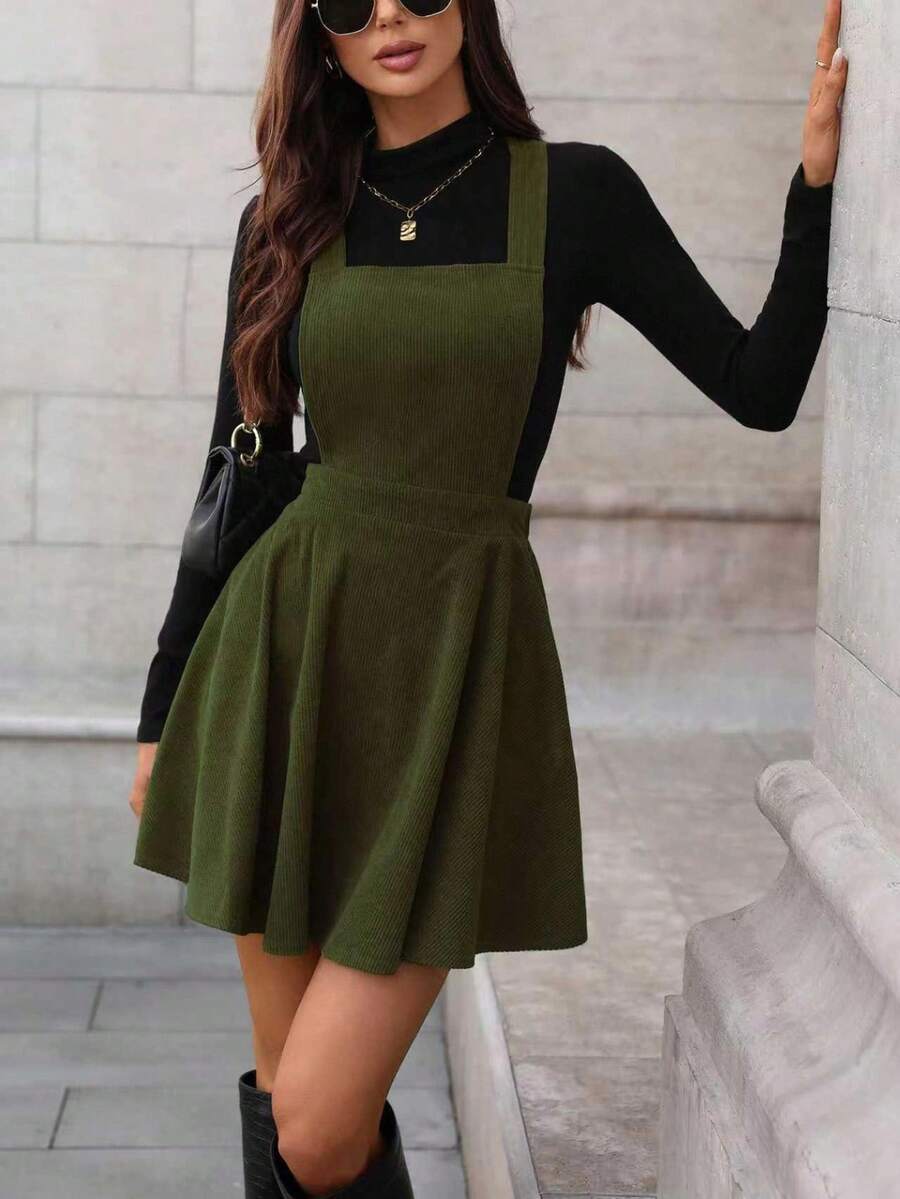 New Retro Style Corduroy Suspender Source Dress