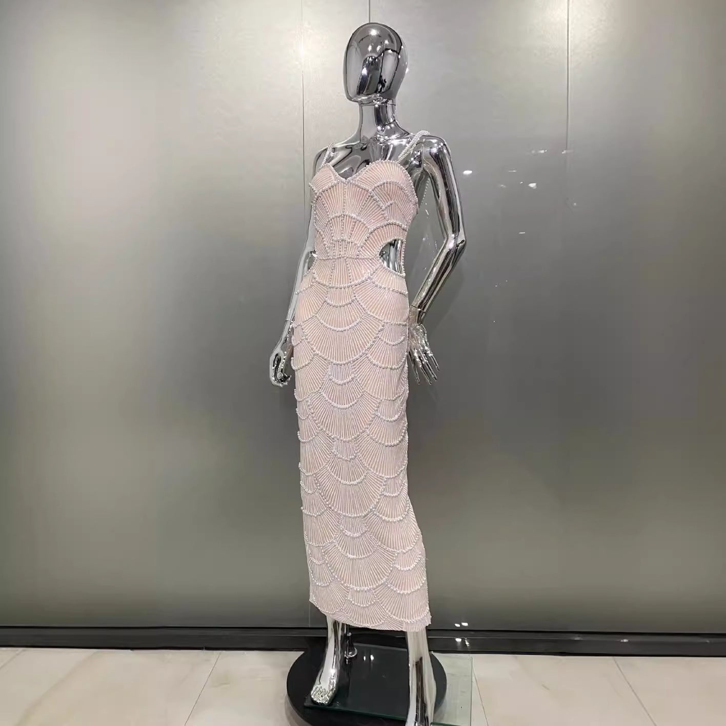 Exquisite Sequin Bead Cutout Sling Dress Dresses
