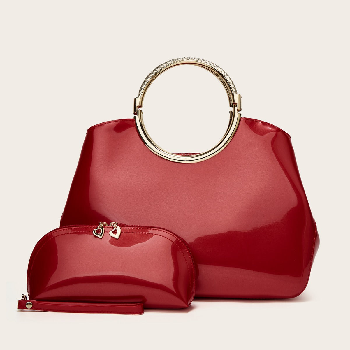 Women's Fashion Patent Leather Red Bridal Handbags