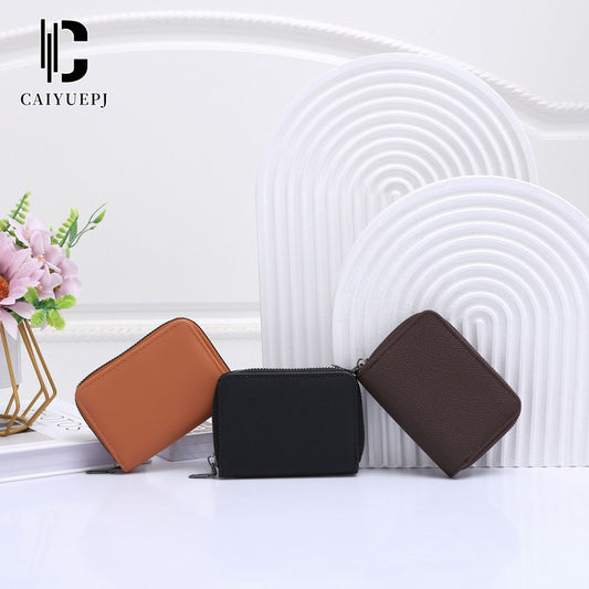 Women's Zipper Solid Color Access Cover High Card Holder