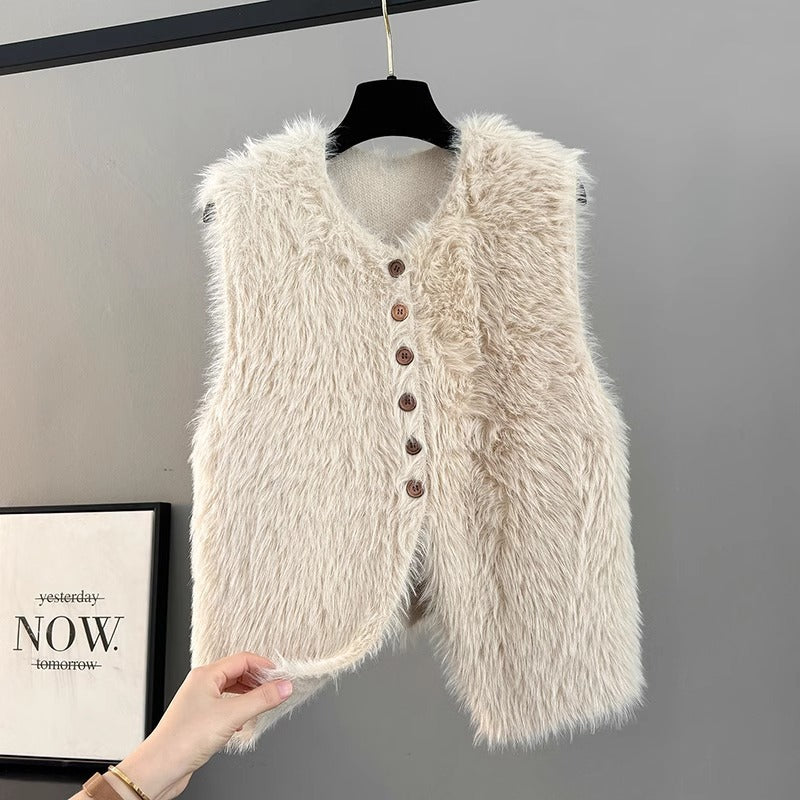 Women's Knitted Artificial Mink Fur Loose Outer Wear Women's Vest
