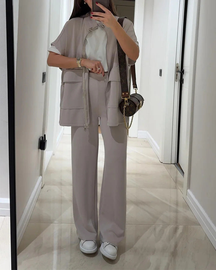 Women's Autumn Summer Solid Color Casual Loose Suits
