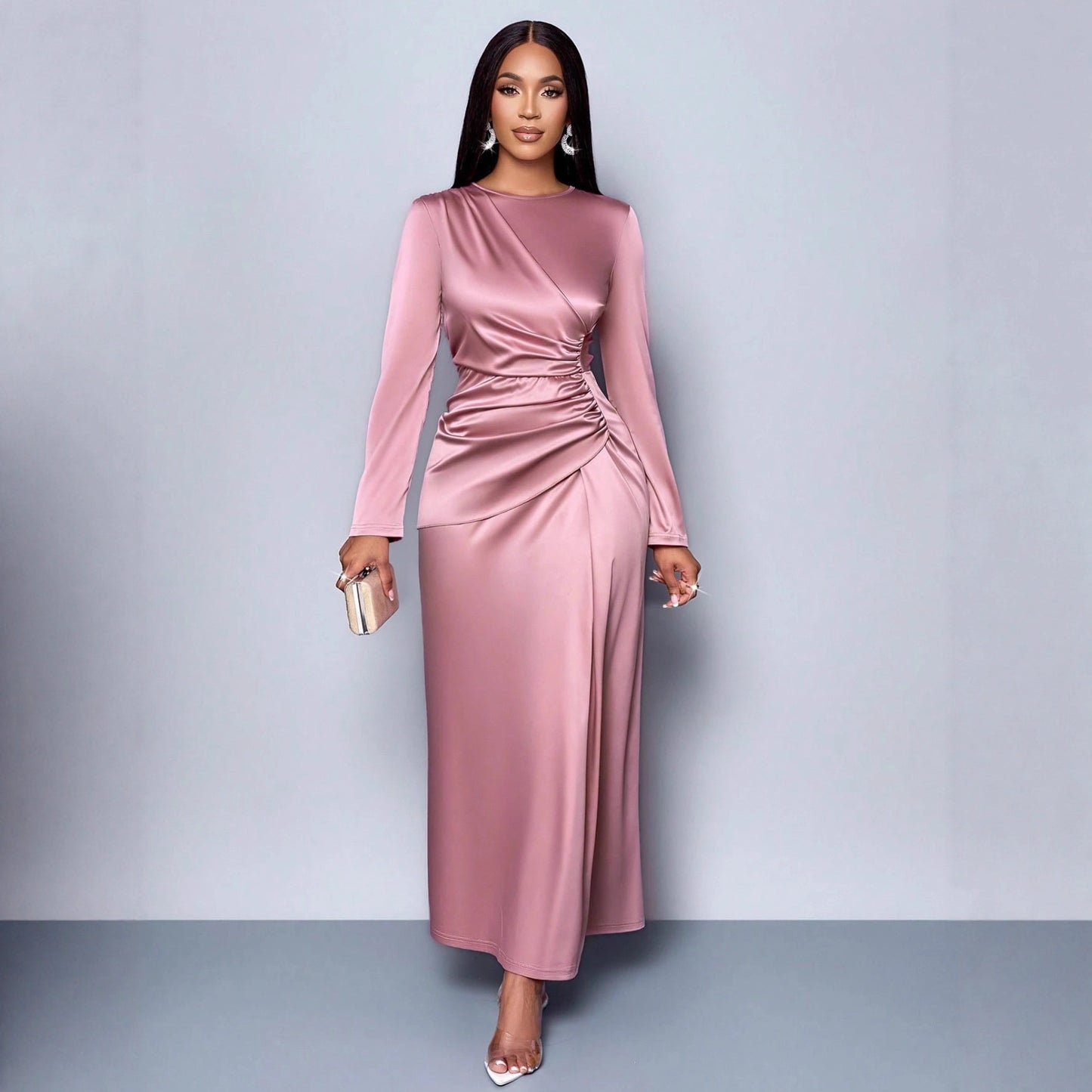 Solid Color High-grade Satin Dress Fashion Elegant Dresses