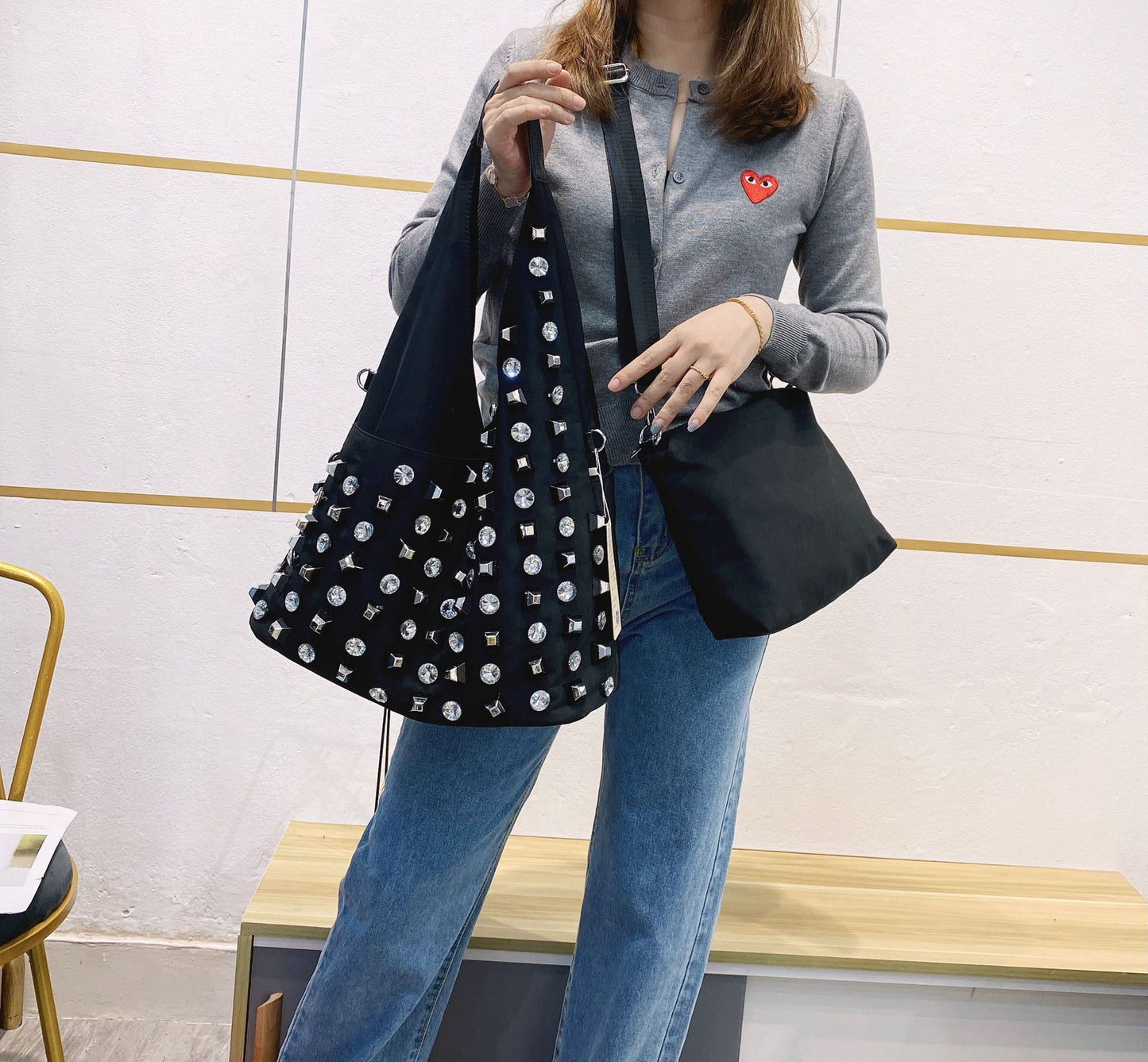 Women's Trendy Rhinestone Sequins Large Capacity Shoulder Bags