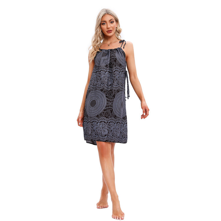 Spaghetti Straps Loose Temperament Leisure Bohemian Dress
