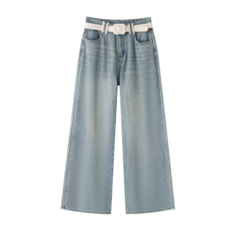 Women's Fleece-lined Thickening Wide Leg Retro Hot Style Jeans