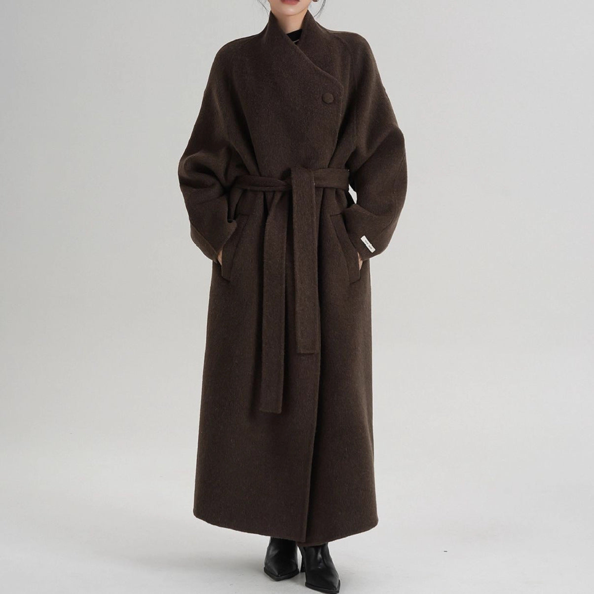 Women's Style Elegant Buckle Collar Wool Overcoat Coats