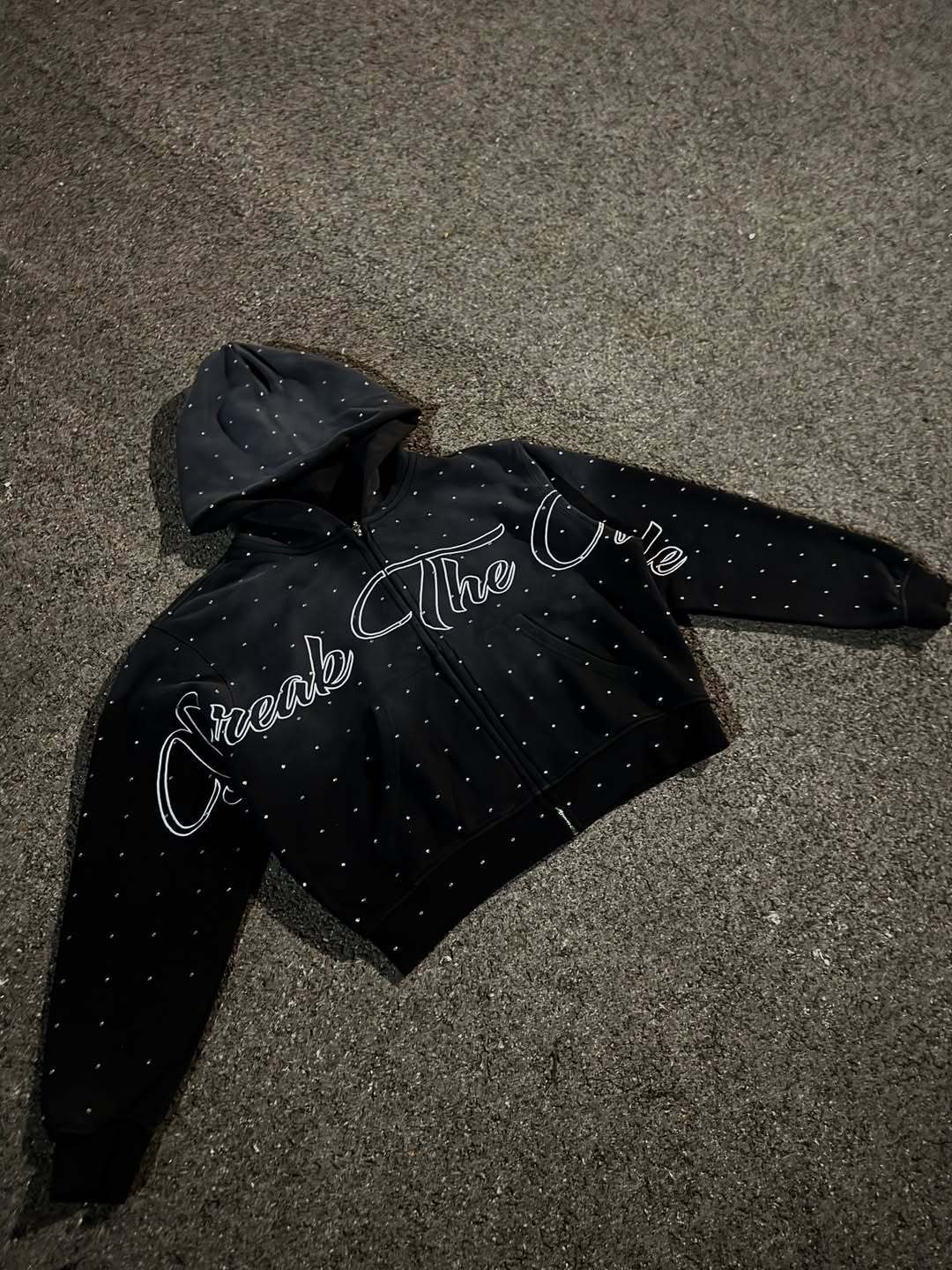 Women's & Men's & Letter Printed Rhinestones Zipper Street Sweaters