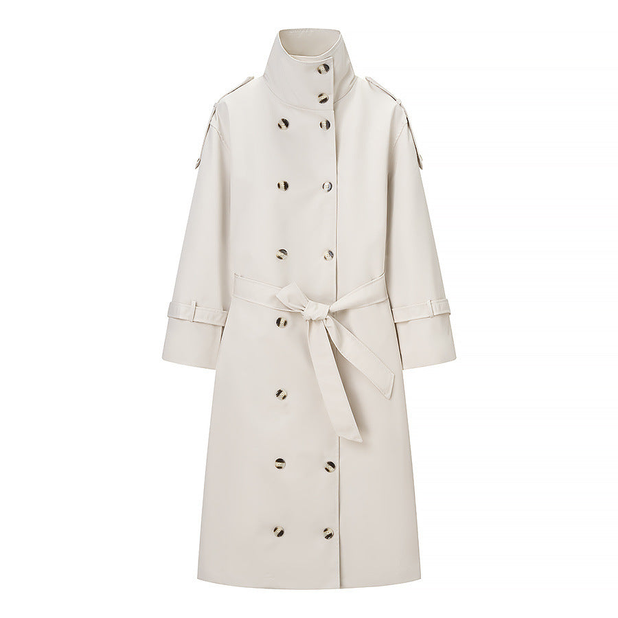 Women's Autumn Stand Collar Double Breasted Long Coats