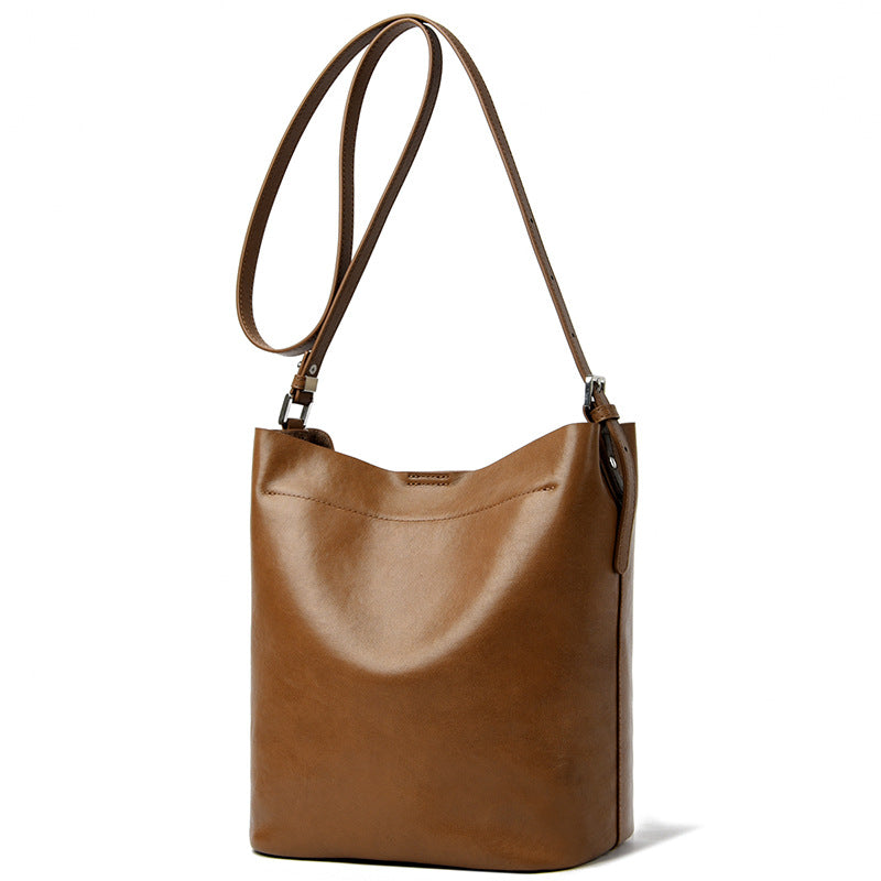 Women's Vegetable Tanned Leather Cowhide Genuine High-grade Bucket Bags