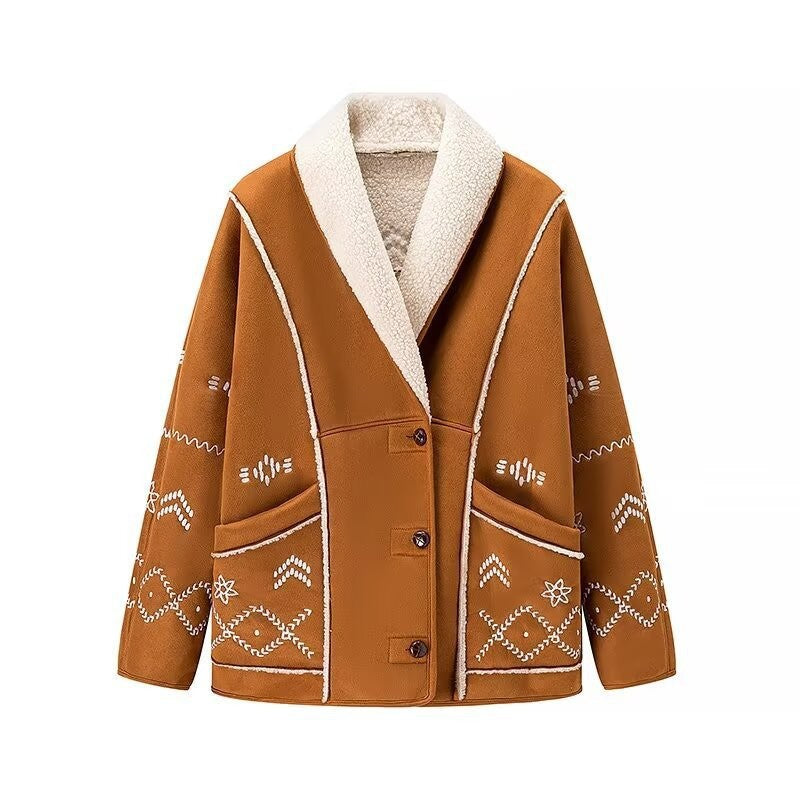 Women's Colors Fur Integrated Lamb Wool Thick Coats
