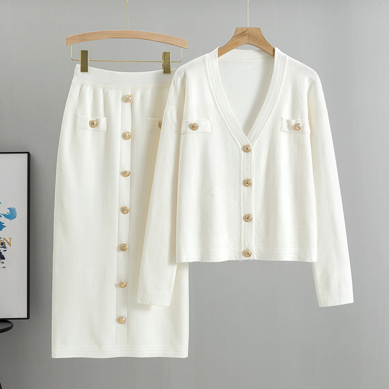 Women's Classic Style Sheath Two-piece Set Knitting Fashion Casual Suit