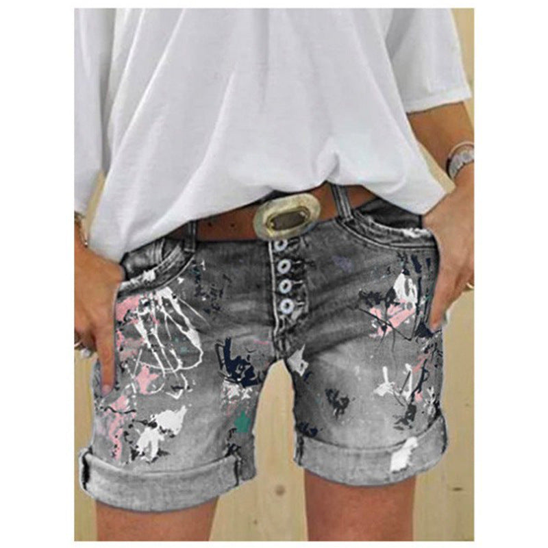 Women's High Waist Stretch Exquisite Large Printed Women's Jeans