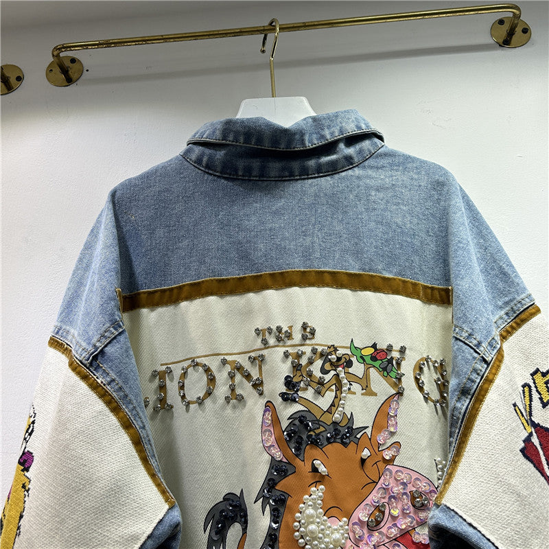 Women's Sleeve Design Stitching Fashion Bead Wide Jackets