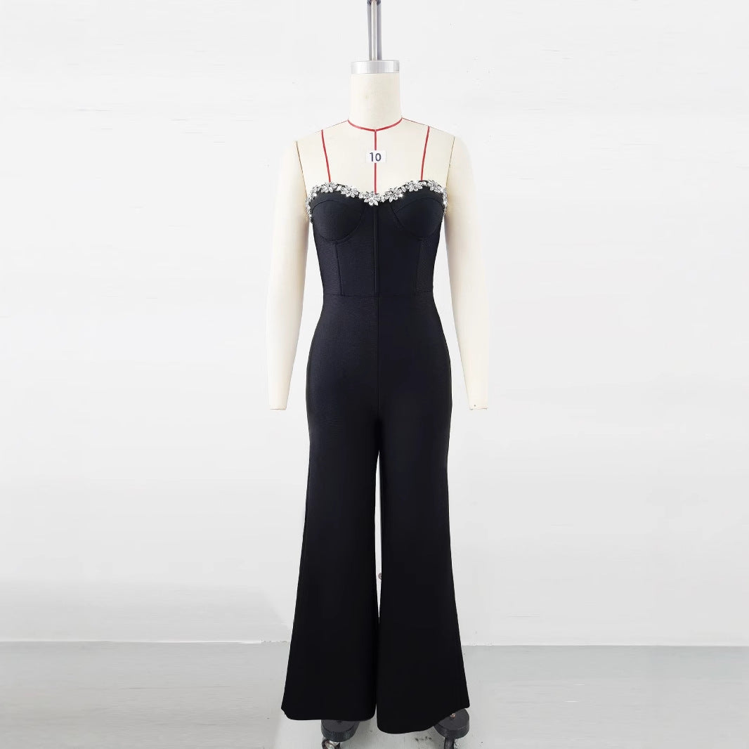Women's Elegant Graceful Light Luxury Rhinestone Jumpsuits