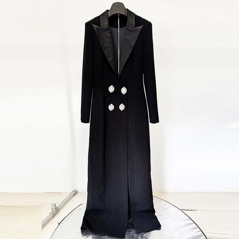 Fashion Diamond Button Deep V Collar Dresses