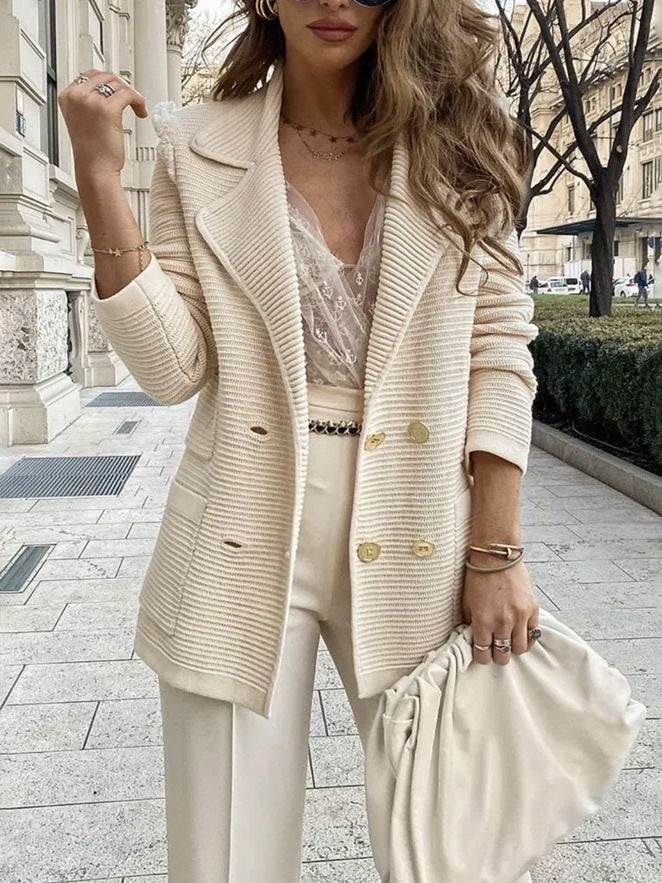 Comfortable Solid Color Rib Fabric Casual Sweaters